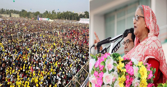 উন্নয়নের বিনিময়ে নৌকায় ভোট চাইলেন শেখ হাসিনা