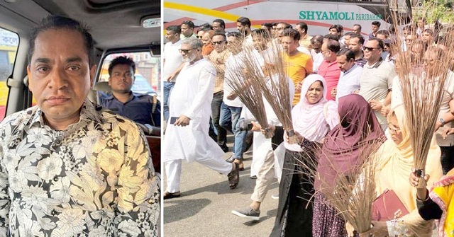 গৌরনদীর সাবেক মেয়র হারিছুর গ্রেপ্তার, ফাঁসির দাবিতে ঝাড়ু মিছিল