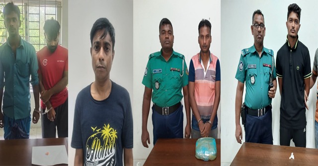 বরিশালে গাঁজা ও ইয়াবাসহ ৫ মাদক ব্যবসায়ী আটক 