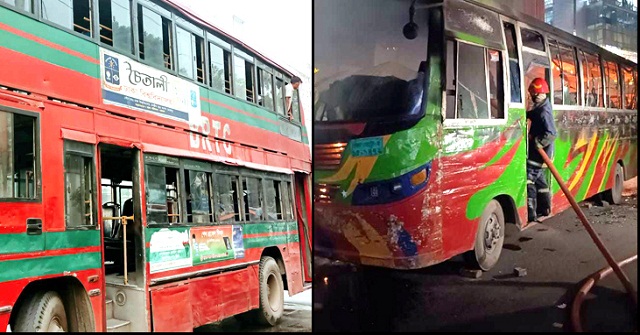 সন্ধ্যার পর ঢাকায় দুই বাসে আগুন